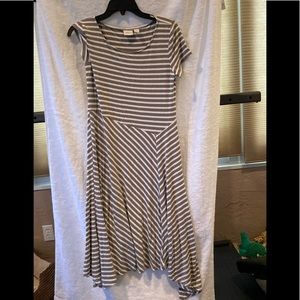 Maxi dress tan-cream striped pattern Chico’s